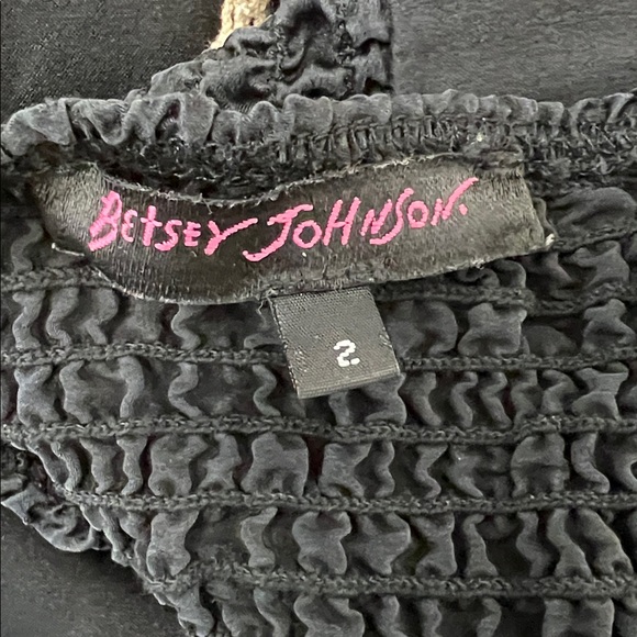 Vintage Betsey Johnson Silk Babydoll Slip Dress Black Cream Lace Trim Ribbons 2 - Picture 10 of 12